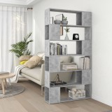 VidaXL Bibliotecă/Separator cameră, gri beton, 100x24x188 cm