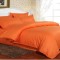 Lenjerie de pat matrimonial SUPER cu husa de perna dreptunghiulara, Elegance, damasc, dunga 1 cm 130 g/mp, Portocaliu, bumbac 100%