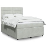VidaXL Pat box spring cu saltea, gri deschis, 140x190 cm, catifea 3292334
