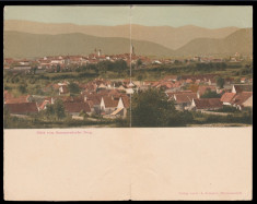 1901 Romania CP dubla litho Hammersdorf Gusterita, Vedere din Hammersdorfer Berg foto