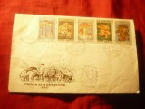 FDC Romania 1958 - 5 valori din seria Ciuperci , uzat