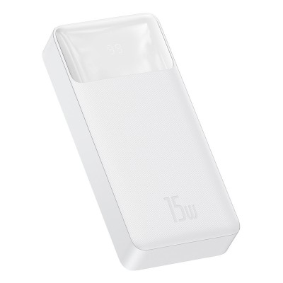 Baseus - Power Bank Bipow (PPBD050102) - Digital Display 2xUSB QC3.0, USB-C 20000mAh 15W + Cable Micro-USB 0.25m - White foto