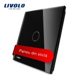 Panou din sticla negru pentru &icirc;ntrerupator simplu touch Livolo