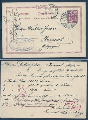 Germany 1898 Old postcard postal stationery Langenberg to Belgium D.348 foto