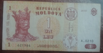 M1 - Bancnota foarte veche - Moldova - 1 leu - 2010 foto