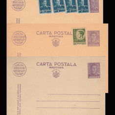 Romania 1943 - 3 cp militare, marca fixa Mihai 3 Lei, varietati carton & marime