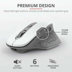 Mouse fara fir trust ozaa rechargeable wireless mouse - white foto