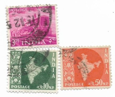 India - Marci diverse (3 buc.), 1955-1963 - valori obliterate foto