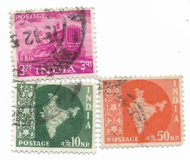 India - Marci diverse (3 buc.), 1955-1963 - valori obliterate