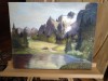 Vand tablou peisaj montan cu lac, Peisaje, Ulei, Realism