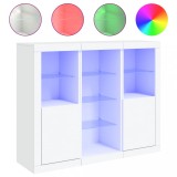 Cumpara ieftin Servanta cu lumini LED, 3 buc., alb, lemn prelucrat