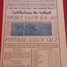 Program meci fotbal SC BACAU - FC OLT (28.09.1986)
