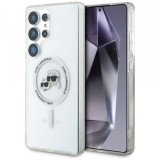 Husa MagSafe pentru Samsung Galaxy S25 Ultra S938, Karl Lagerfeld, IML Metal Karl &amp; Choupette&#039;s Heads, Alba