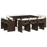 Cumpara ieftin Set mobilier de gradina cu perne, 11 piese, maro, poliratan
