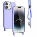 Lemontti Husa Silicon cu Snur iPhone 11 Mov (protectie 360&deg;, material fin, captusit cu microfibra)