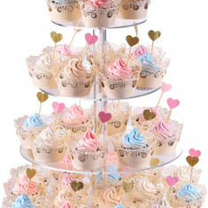 Ccake Stand, Suport de prezentare pentru cupcakes din acril rotund pe 4 niveluri