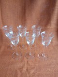 Lot 6 pahare elegante cu picior pentru lichioruri din semicristal gravat 17 cm