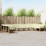 vidaXL Set de canapele de exterior cu pernă 10 pcs Alb și crem 3389120