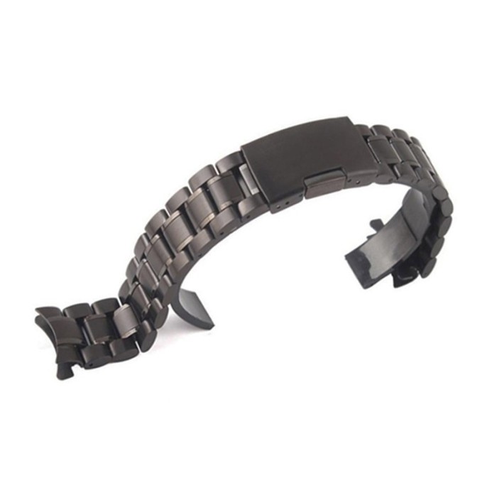 Curea metalica, compatibila Fossil Gen 5 Smartwatch, telescoape normale, Round Edge, 22mm, Negru