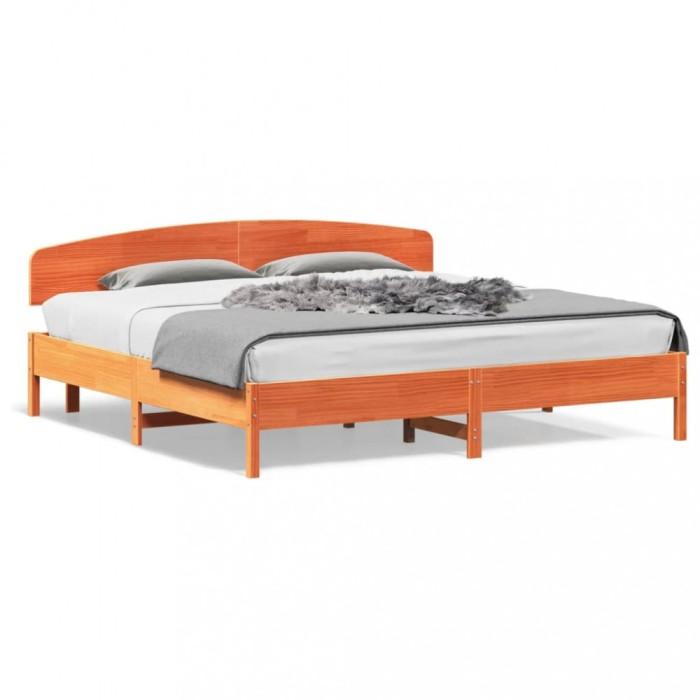 Cadru de pat fara saltea, maro ceruit 200x200 cm lemn masiv pin