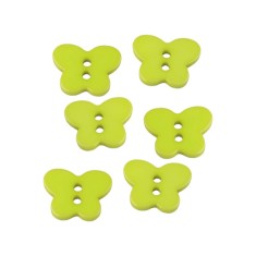 Set 10 nasturi din plastic cu 2 gauri Crisalida, diametru 16.5 mm, flururi verzi