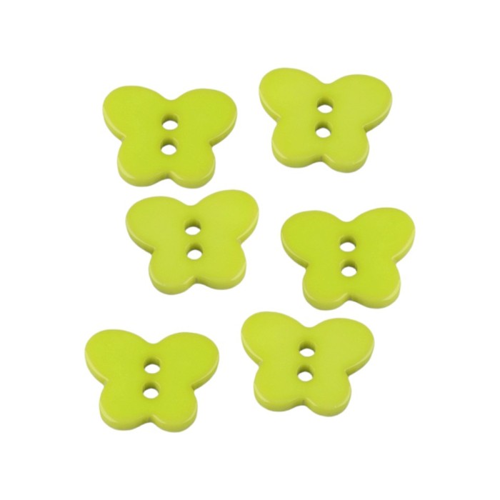 Set 10 nasturi din plastic cu 2 gauri Crisalida, diametru 16.5 mm, flururi verzi