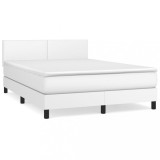 Cumpara ieftin Pat box spring cu saltea, alb, 140x190 cm, piele ecologica