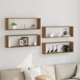 Set 4 Rafturi Perete VidaXL Stejar Artisanal 80x15x26 cm, Montaj Simplu, Design Modern, Lemn Compozit, Interior