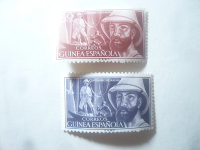 Serie Guinea Spaniola 1955 - 100 Ani Manuel Iradier ,2 valori foto