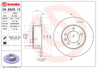 BREMBO 08.B829.10 PRIME LINE Disc frana foto