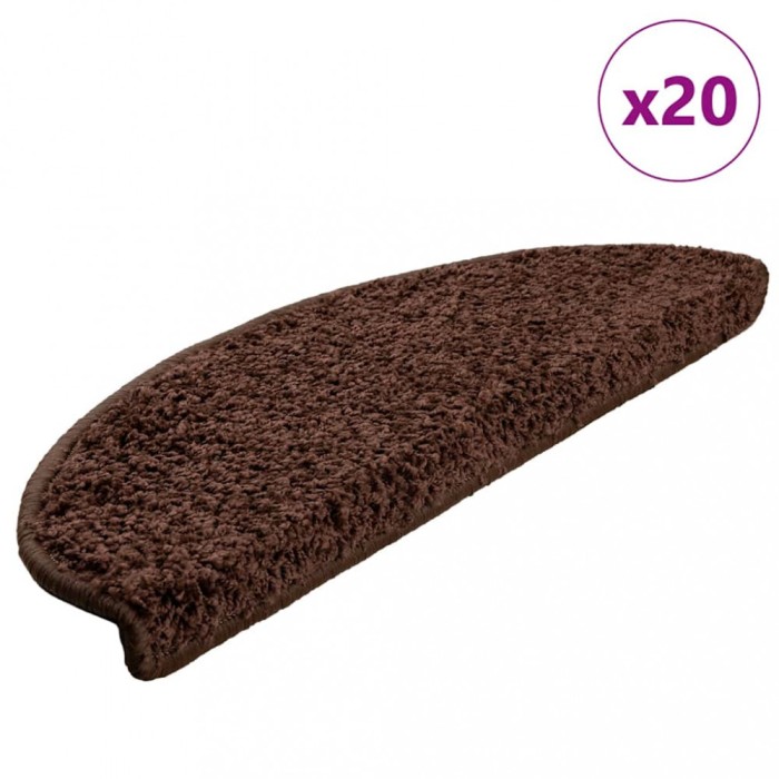 vidaXL Covorașe pentru scări, 20 buc., 65x21x4 cm, maro, semirotunde, mari 3365848