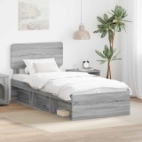 Cumpara ieftin Cadru de pat Sonoma gri 75 x 190 cm Lemn de pin masiv