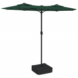 Umbrela de soare cu doua capete cu LED-uri, verde, 316x240 cm GartenMobel Dekor, vidaXL