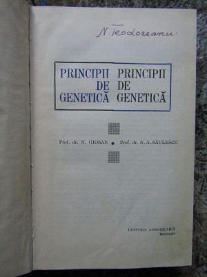 N. Giosan, N. A. Saulescu - Principii de genetica foto