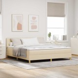 VidaXL Pat boxspring cu saltea cu saltea Crem 180 x 200 cm țesătură
