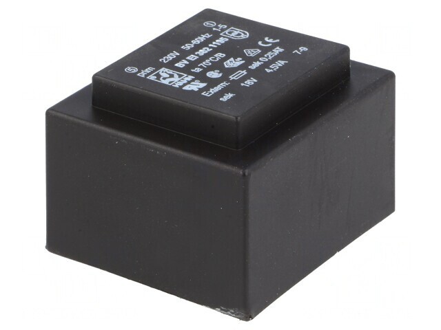 Transformator &Icirc;ncapsulat 4,5VA 230V AC 18V 250mA PCB