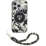 Guess - IML Palm Trees Triangle with Pearl Strap MagSafe (GUHMP16LHPCTPLSK) - iPhone 16 Pro - Black