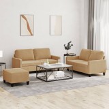 VidaXL Set de canapele cu perne, 3 piese, maro, catifea