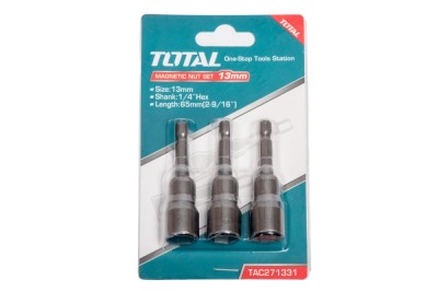TOTAL - SET 3CHEI 13MM -1/4&amp;quot; HEX - 65MM PowerTool TopQuality foto