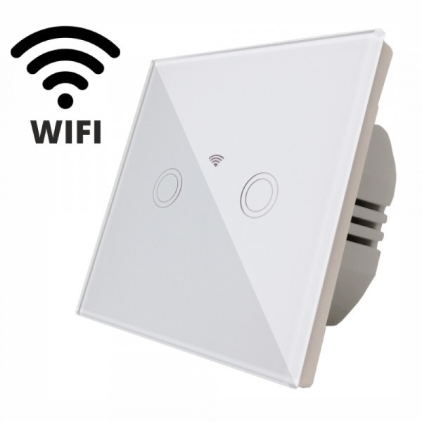 Intrerupator touch dublu WI-FI alb Spin SPN1418