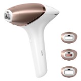 Epilator IPL Philips Lumea BRI973/00 SenseIQ, 450000 pulsatii, 3 accesorii inteligente, Optiune fara fir, Alb