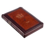 KJV Compact Bible Two-Tone Burgandy/Brown with Zipper Faux Leather