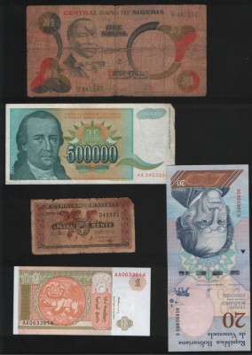 Set 5 bancnote de prin lume adunate (cele din imagini) #98 foto