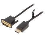 Cablu DisplayPort la DVI-D 2m - Negru, Dublu Ecranat, Aurit