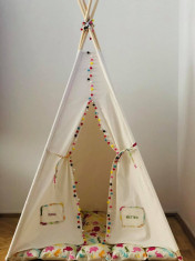 Cort teepee handmade personalizat pentru copii foto