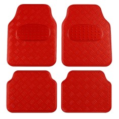 Set covorase auto universale model diamond &acirc; 4 buc, culoare crom rosu, antialunecare, material plastic rezistent