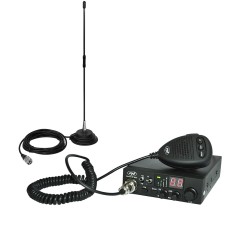 Pachet Statie radio CB PNI ESCORT HP 8024 ASQ, 4W, AM-FM, 12 24V + Antena CB PNI Extra 40 cu magnet 5-7KM