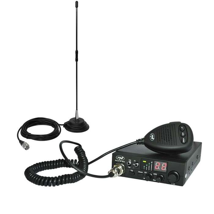 Pachet Statie radio CB PNI ESCORT HP 8024 ASQ, 4W, AM-FM, 12 24V + Antena CB PNI Extra 40 cu magnet 5-7KM