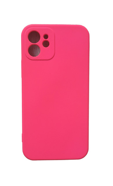 Huse silicon antisoc cu microfibra interior Iphone 12 Roz Neon