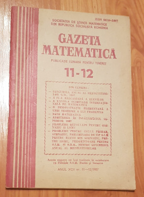 Gazeta matematica - Nr. 11-12 din 1987 foto